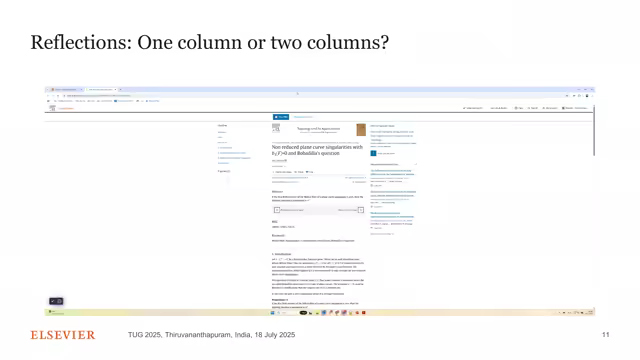 Slide: ScienceDirect article displayed at full monitor width — almost entirely white space on both sides