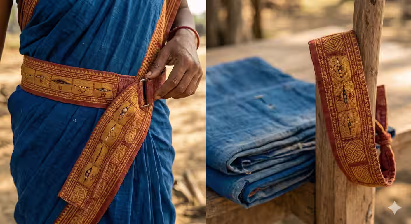 Border repurposed as a utility belt and headband